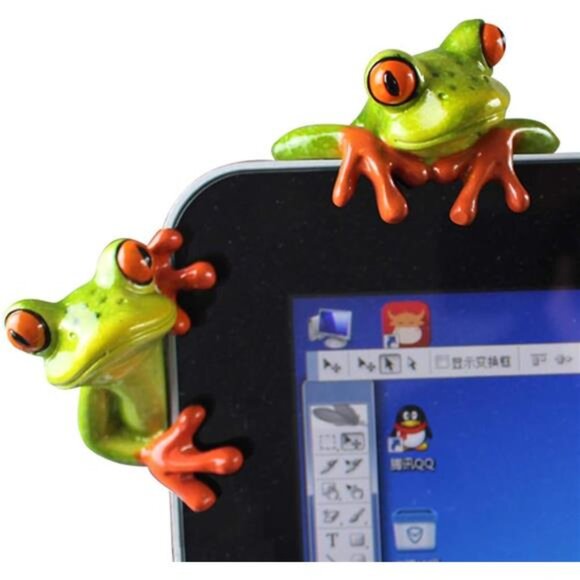 2 Pcs Funny Resin Frogs Decor, 3D Creative Craft Animal Frog Figurine - Picture 1 of 7